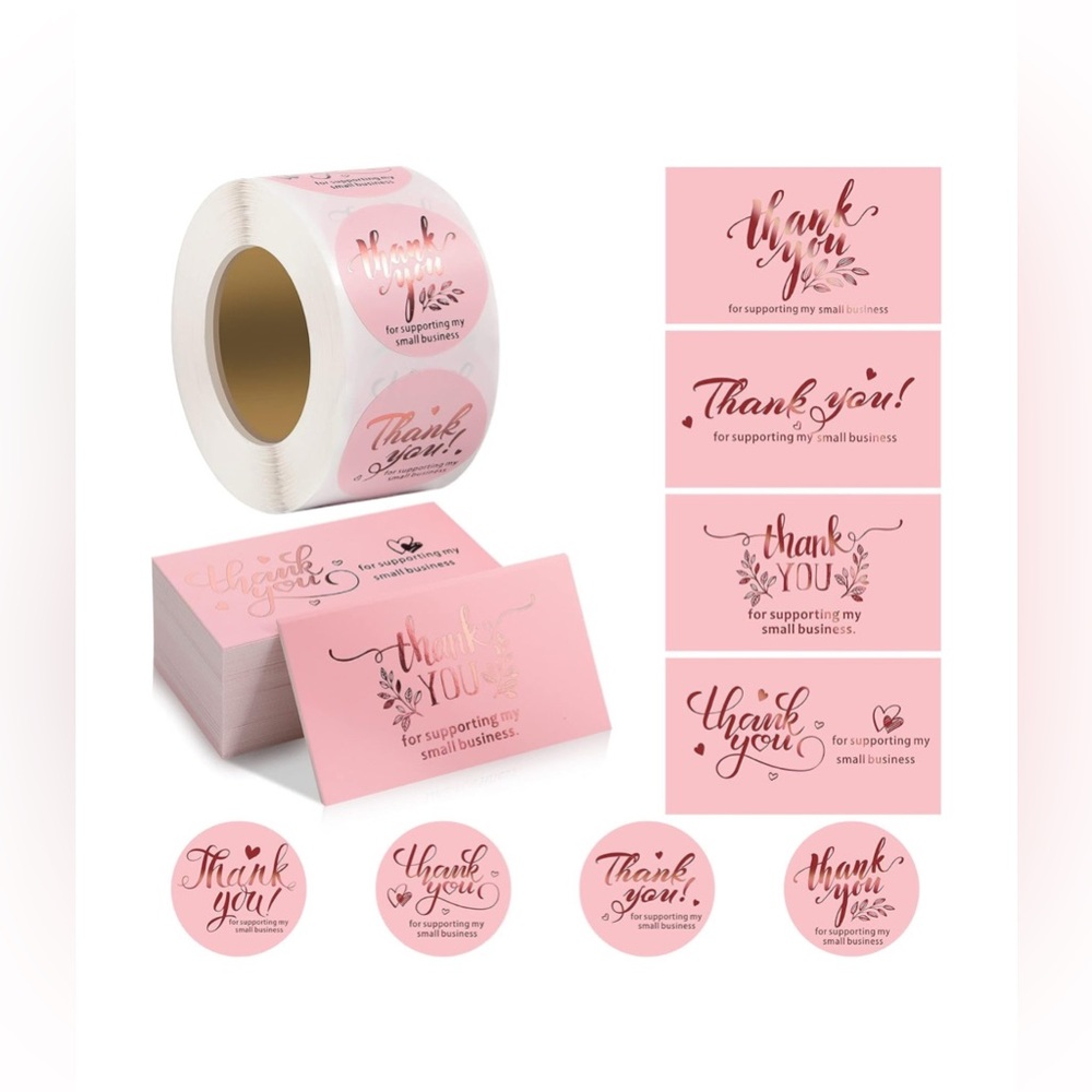 Outus 600 Pieces Thank You For Supporting My Small Business Cards and Stickers